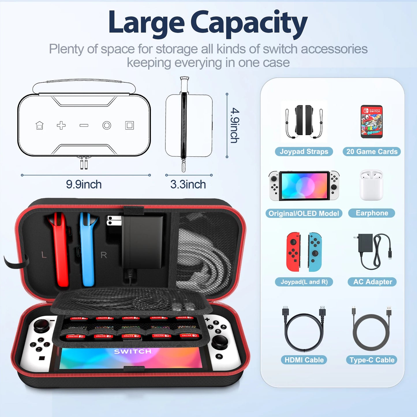 Console King™ – Sac de Transport Grande Capacité pour Nintendo Switch, Switch OLED & Switch Lite | Étui de Protection Étanche & Anti-Rayures