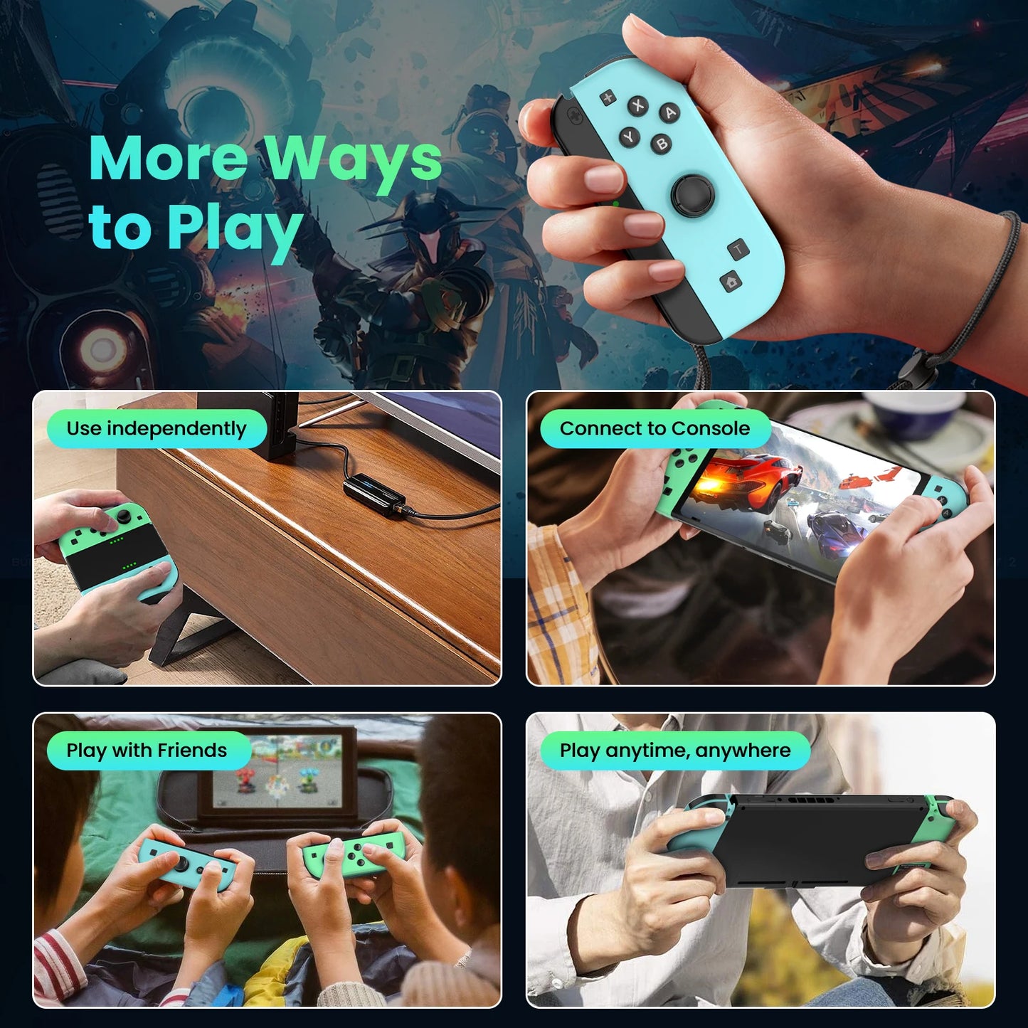 Console King™ – Joy-Cons Sans Fil pour Nintendo Switch, iOS, Android & PC | Joystick Bluetooth avec Turbo & Contrôle Précis